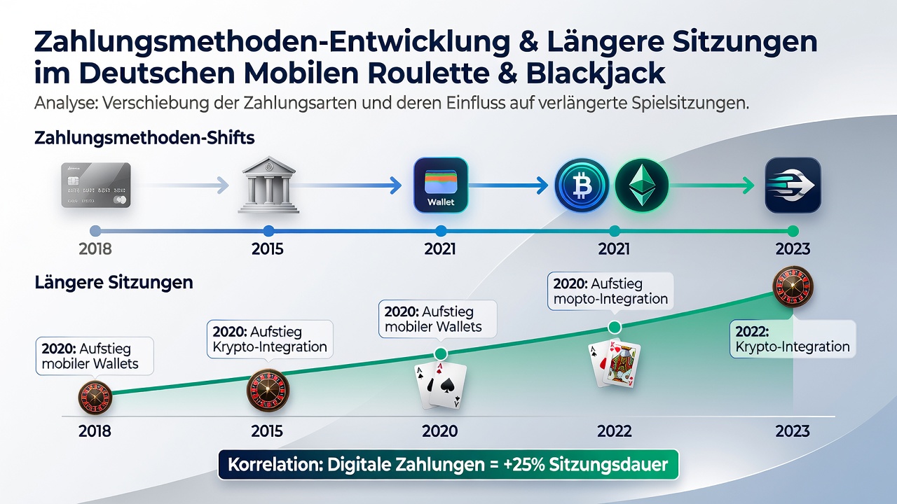 Darstellung mobiler Blackjack- und Roulette-Sitzungen mit Zahlungsflüssen